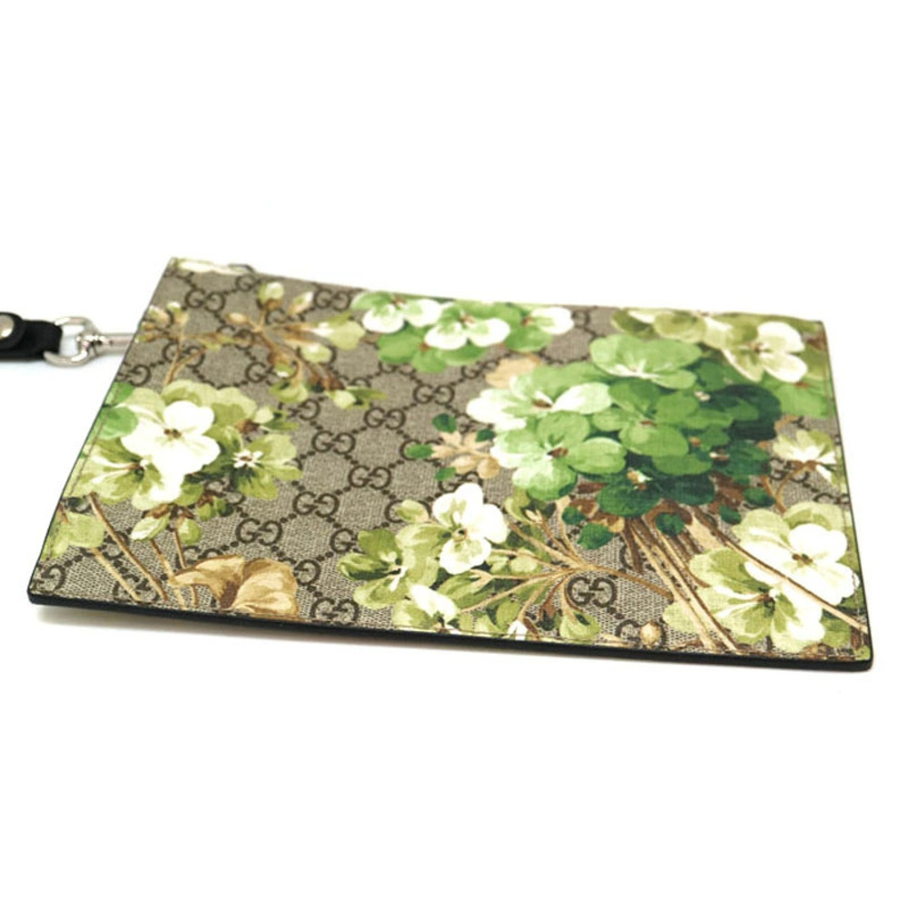 GUCCI Clutch Bag GG Supreme Flower Beige Black Green - Picture 5 of 9